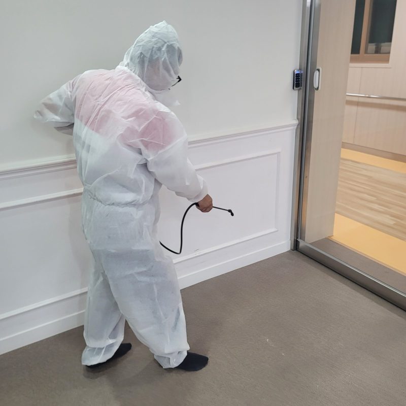 장산 학교청소 작업 중 현장 사진